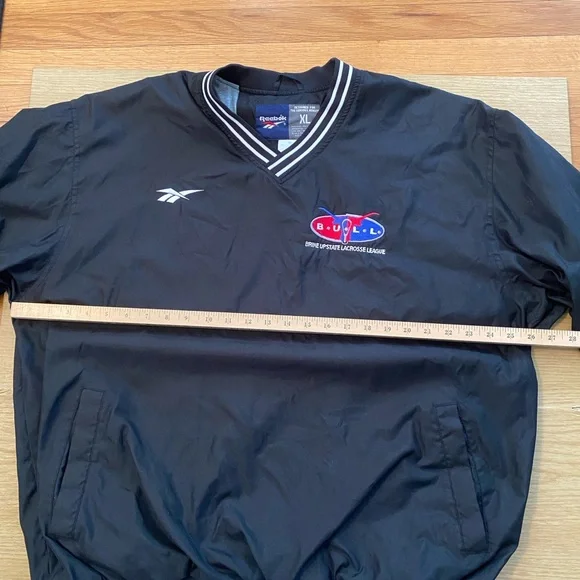 Reebok Men’s Black Pullover Windbreaker with BULL  Lacrosse Logo BRINE UPSTATE - Picture 11 of 12